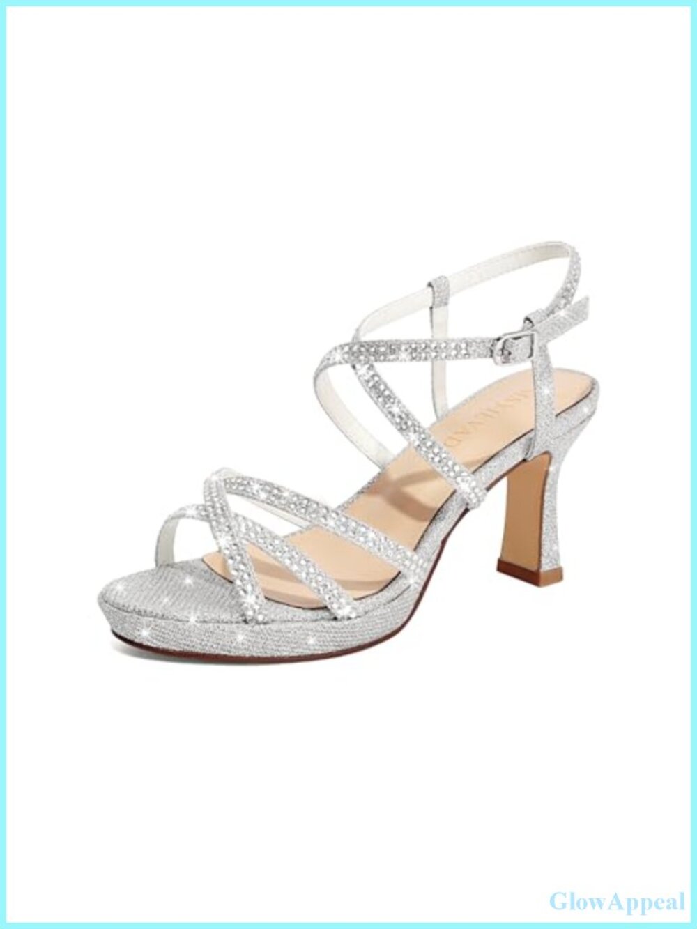 Rhinestone Platform Sandals Chunky Block Heel Ankle Strap Open Toe Dress